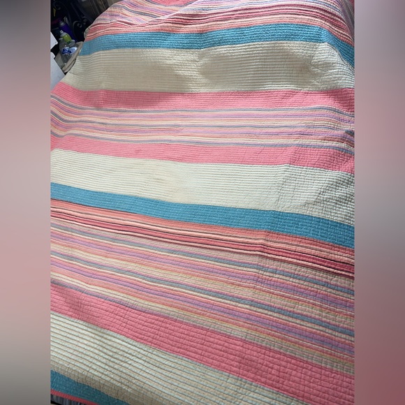 Martha Stewart Pink and Cream Striped Quilt - Picture 1 of 3